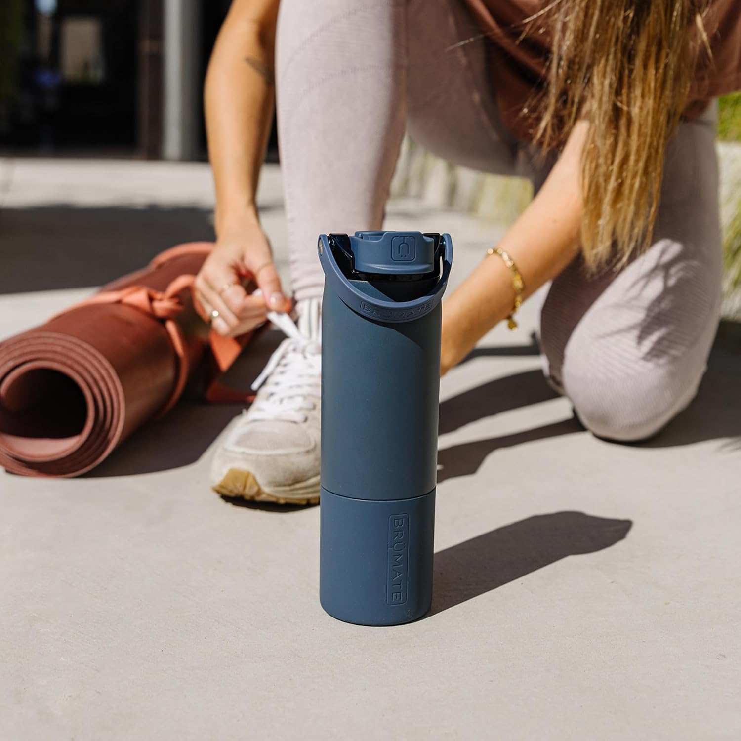 BrüMate Rise 25oz Water Bottle With 100% Leakproof Covered Silicone Straw | Insulated Stainless Steel Water Bottle | Cup-Holder Friendly | Fast Flow | Soft Sip Silicone Spout | BPA-Free (Matte Black)