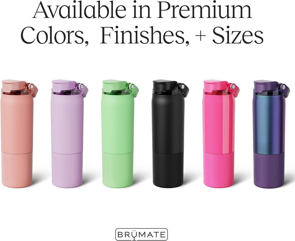 BrüMate Rise 25oz Water Bottle With 100% Leakproof Covered Silicone Straw | Insulated Stainless Steel Water Bottle | Cup-Holder Friendly | Fast Flow | Soft Sip Silicone Spout | BPA-Free (Matte Black)