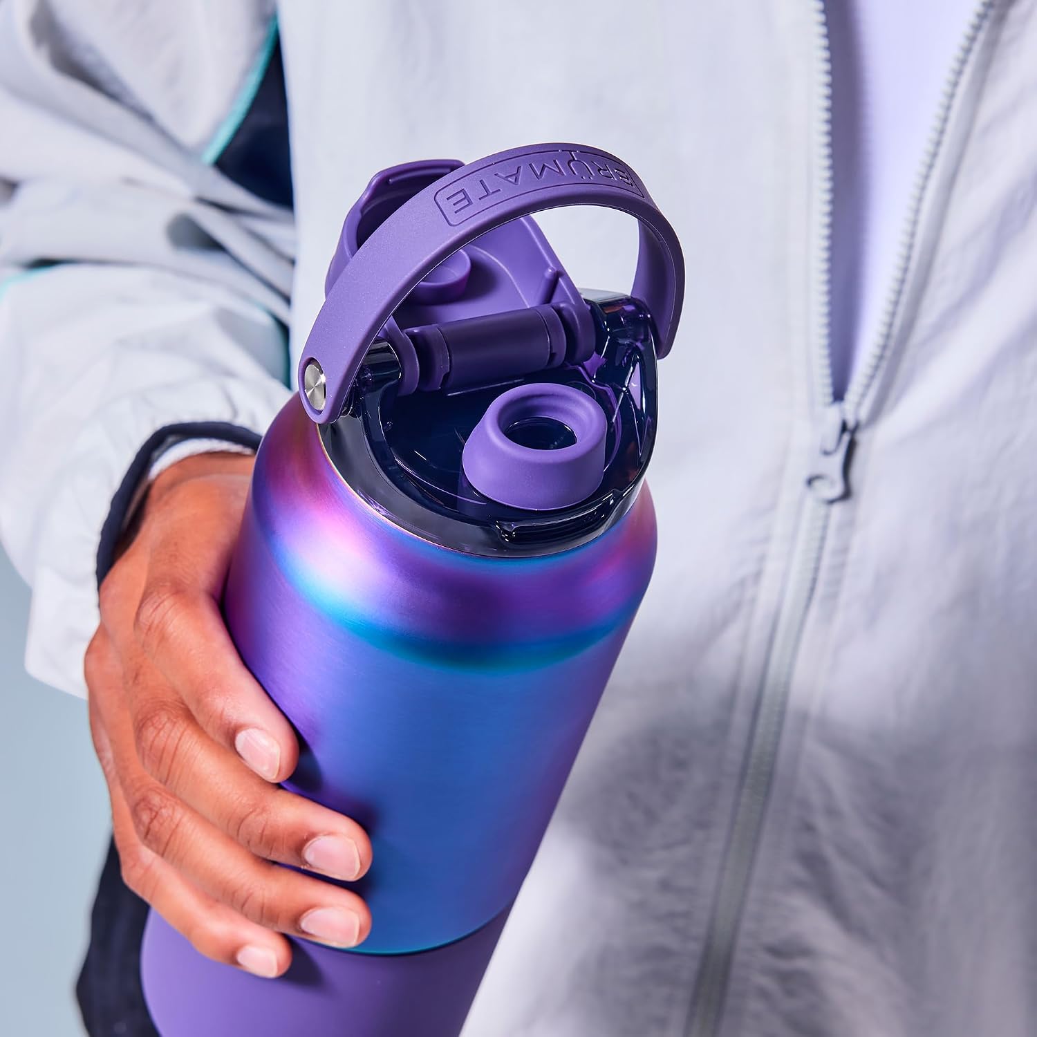 BrüMate Rise 25oz Water Bottle With 100% Leakproof Covered Silicone Straw | Insulated Stainless Steel Water Bottle | Cup-Holder Friendly | Fast Flow | Soft Sip Silicone Spout | BPA-Free (Matte Black)