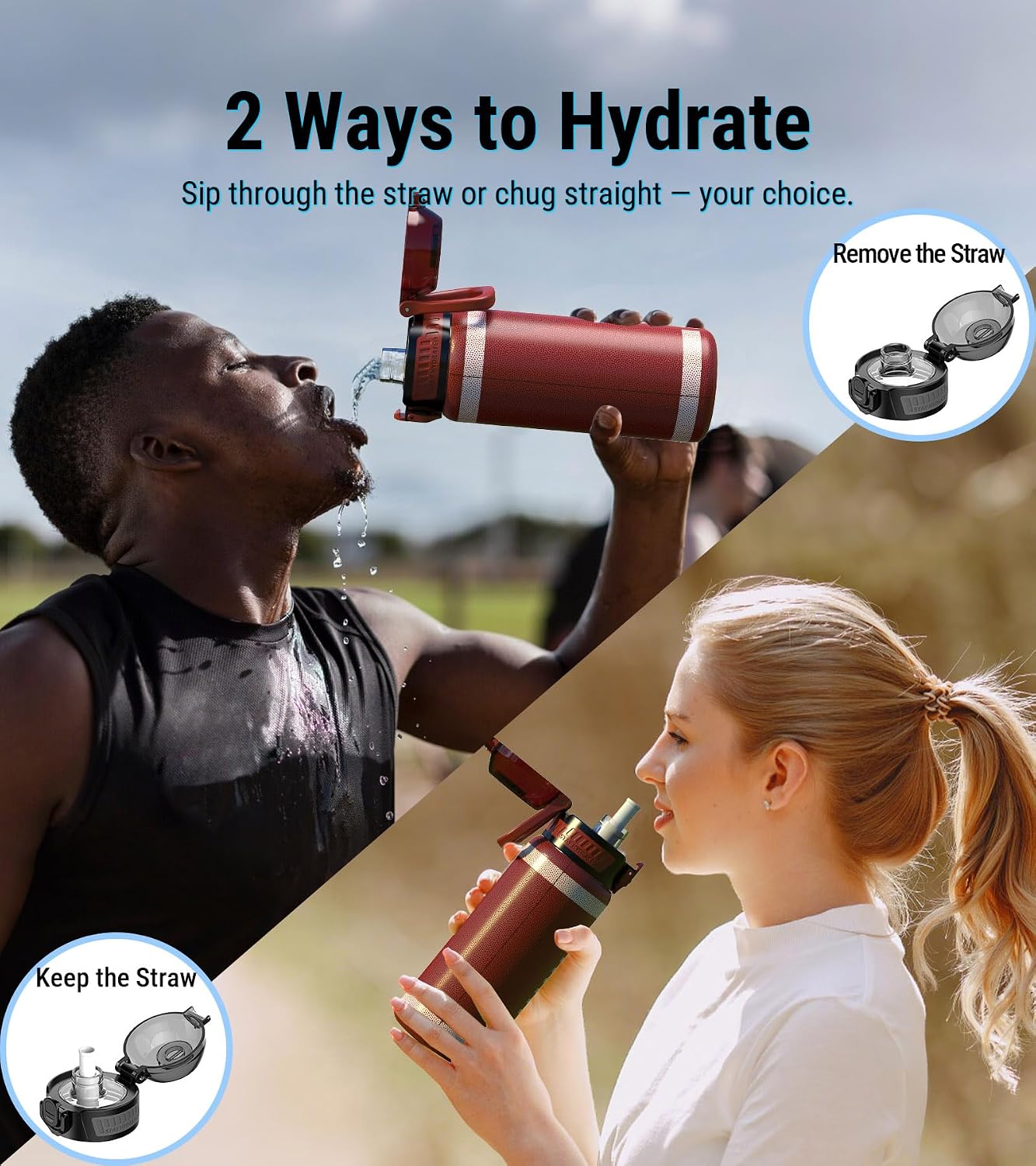 MYFOREST Football Water Bottle, Odor-free Liner & Triple Insulated | No Plastic Taste, 3D Touch Shell, Quick-open Chug/Sip Lid, 360° Leak-Proof, for Sports Fans/Gifts/Team Swag, 24oz/700ml