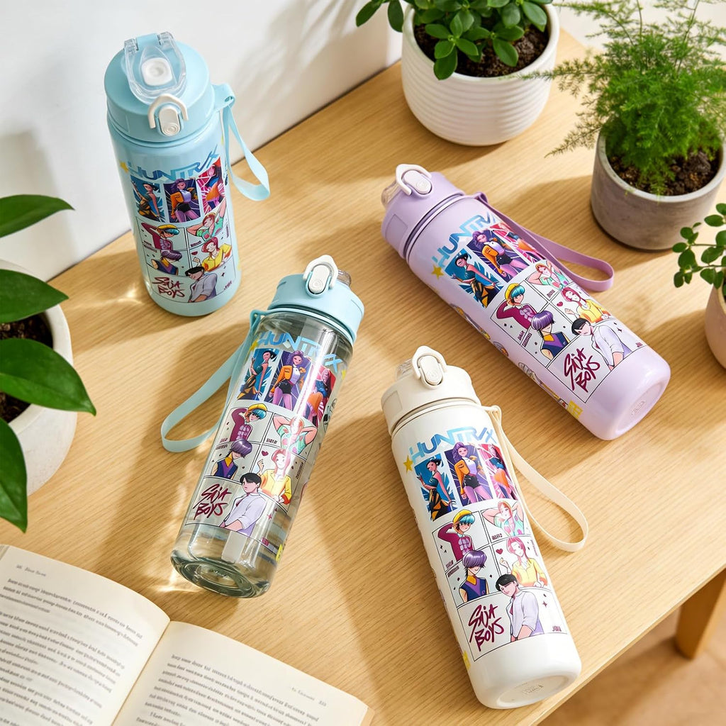 K.Pop D.e.mon Hunters Officially Licensed Huntrix Water Bottle for Girls, 25oz Leak Proof with Straw Lid, Gifts for Girls (White)