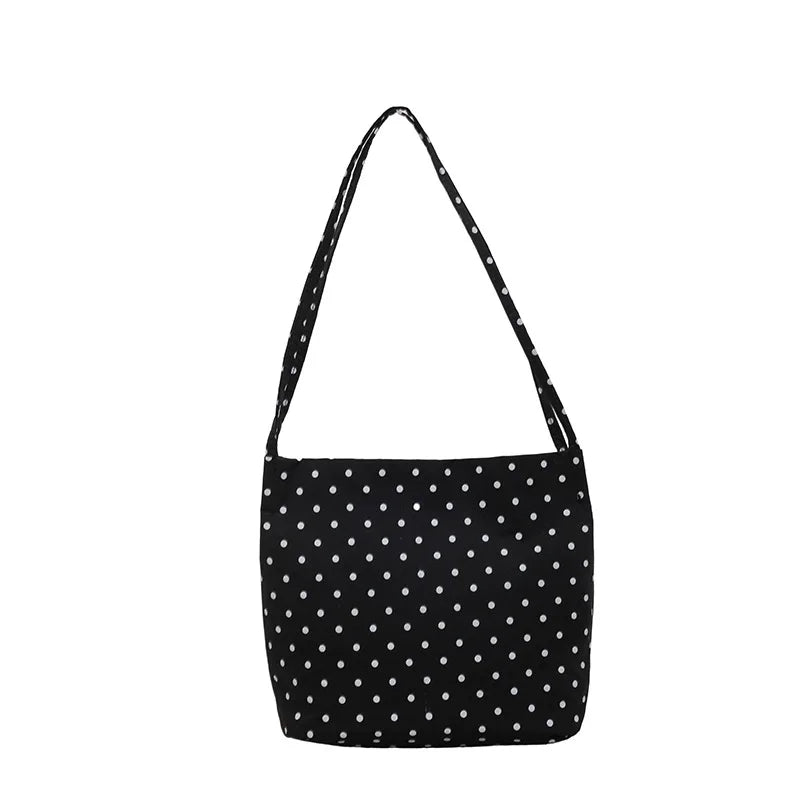 Women Large Capacity Polka Dot Tote Bag Niche Design Versatile Shoulder Bucket Bag Fashion Daily Handbag