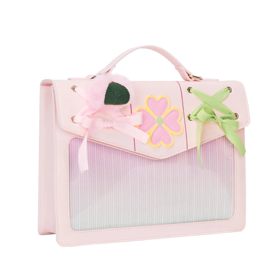 Y2K Sakura Love Pangs Ita Bag Lolita Girl Transparent Pocket Fashion Crossbody Bag Women's DIY Display Shoulder Bag Cute Purse Handbag