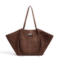 Fashion Large Capacity Trapeze Women Shoulder Bags Designer Metal Lock Handbags High-Quality Pu Leather Big Tote Commute Bag