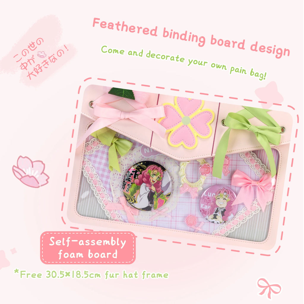 Y2K Sakura Love Pangs Ita Bag Lolita Girl Transparent Pocket Fashion Crossbody Bag Women's DIY Display Shoulder Bag Cute Purse Handbag